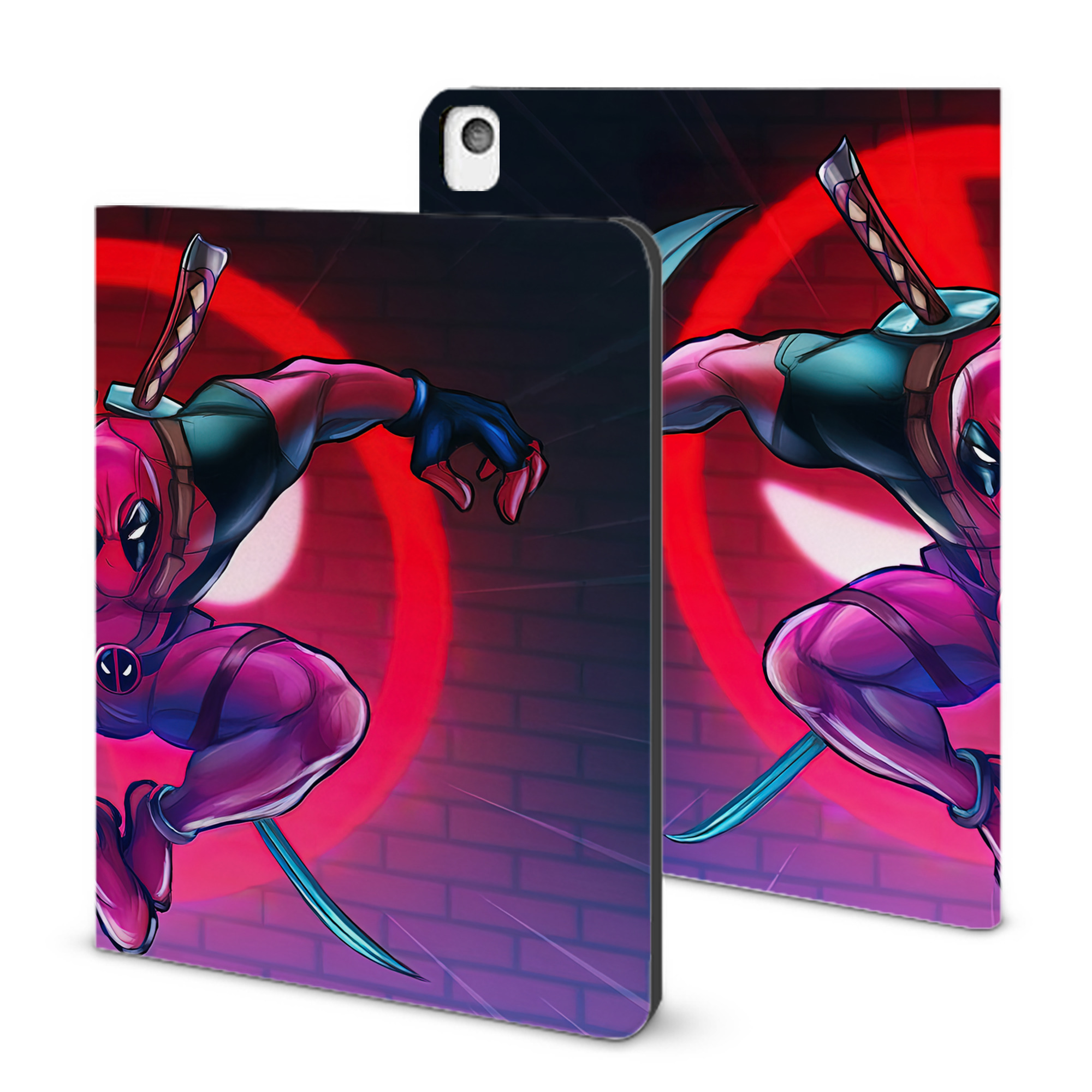 （画像用） Deadpool デッドプール IPadケース ペンホルダー付き ブックスタイルデザイン